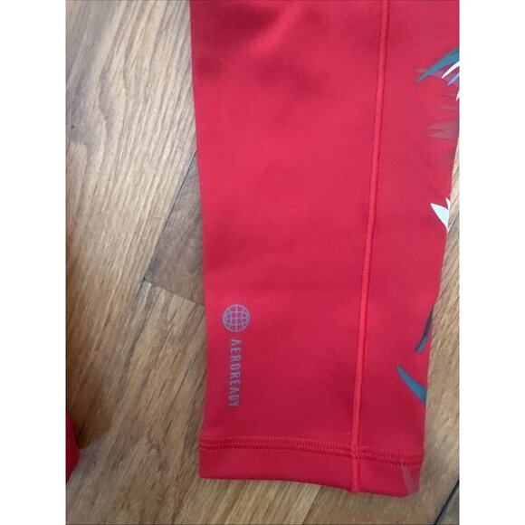 Adidas Thebe Magugu Women's Red Bird of Paradise Leggings Size XS - Picture 7 of 8